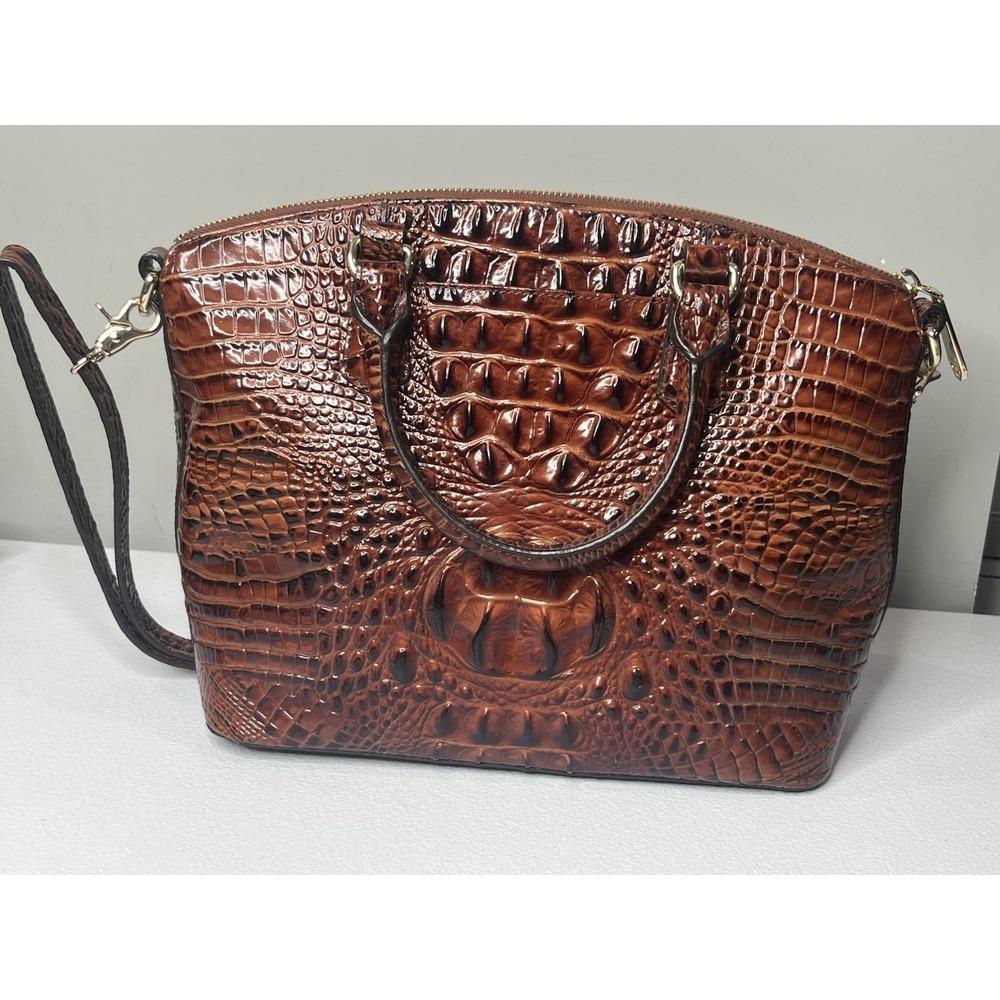 Brahmin Duxbury Satchel Pecan Melbourne Handbag Purse With Strap - Picture 6 of 16